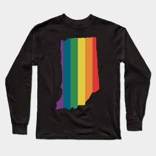 Indiana State Rainbow Long Sleeve T-Shirt